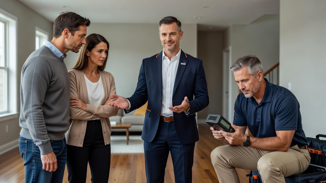 real estate agent showing home client