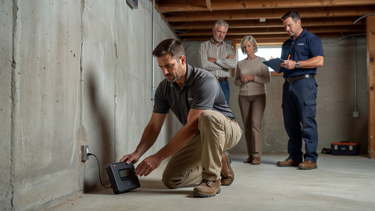 continuous radon monitor placed in residential basement