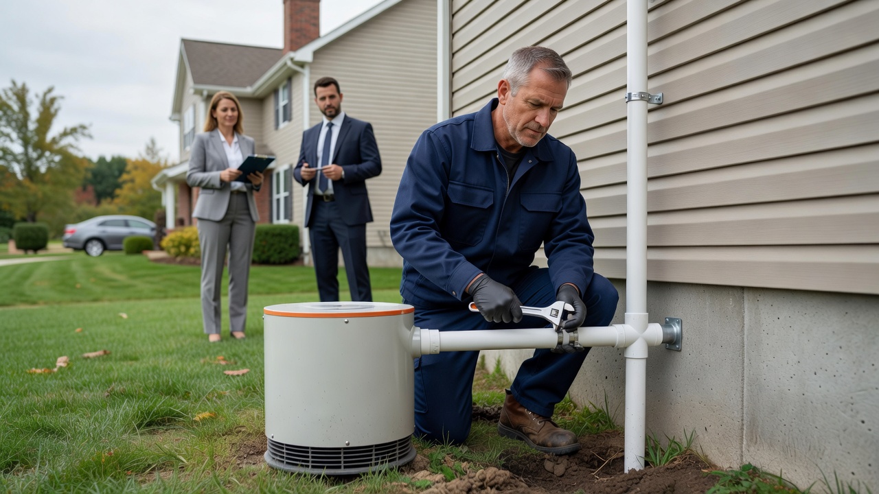 radon mitigation fan PVC pipe exterior installation