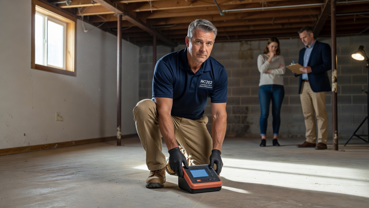 radon testing technician Ohio home basement