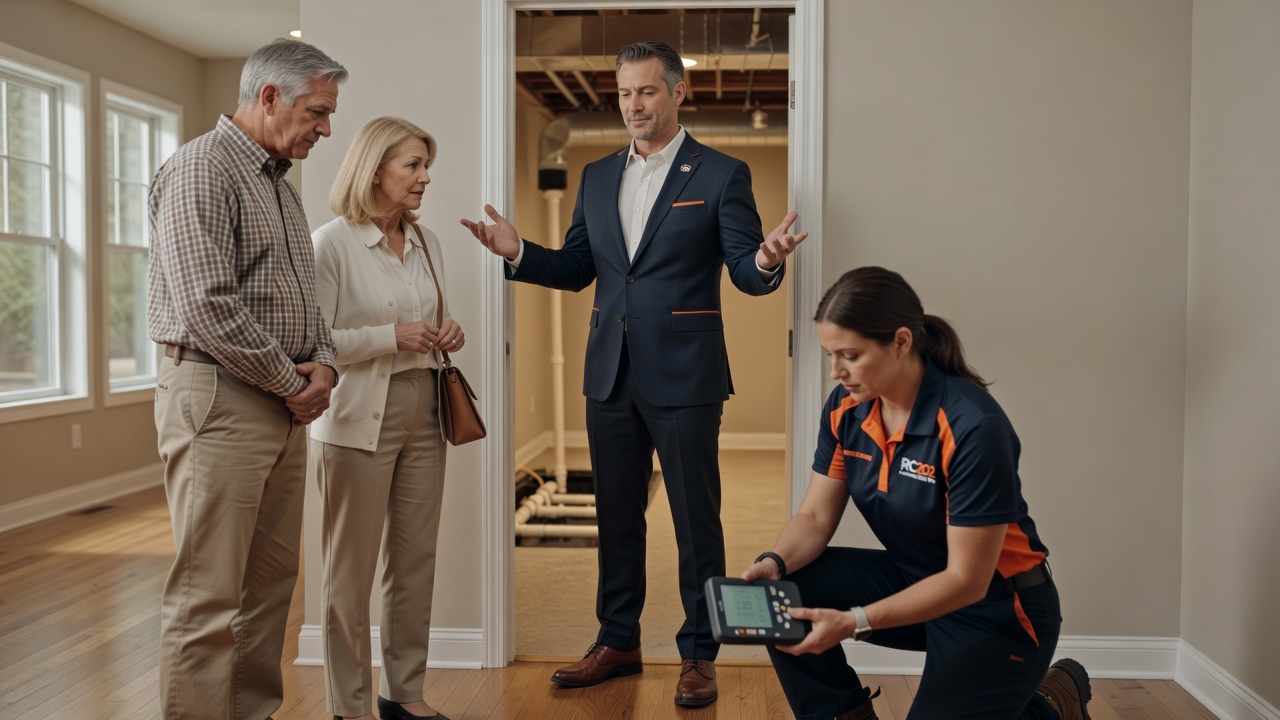 real estate agent showing home client