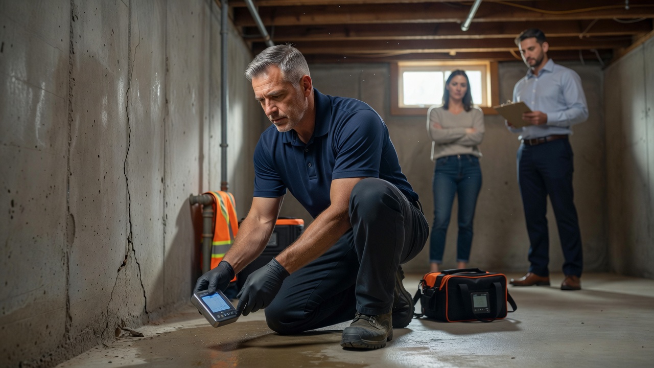 radon technician testing basement Sylvania Ohio