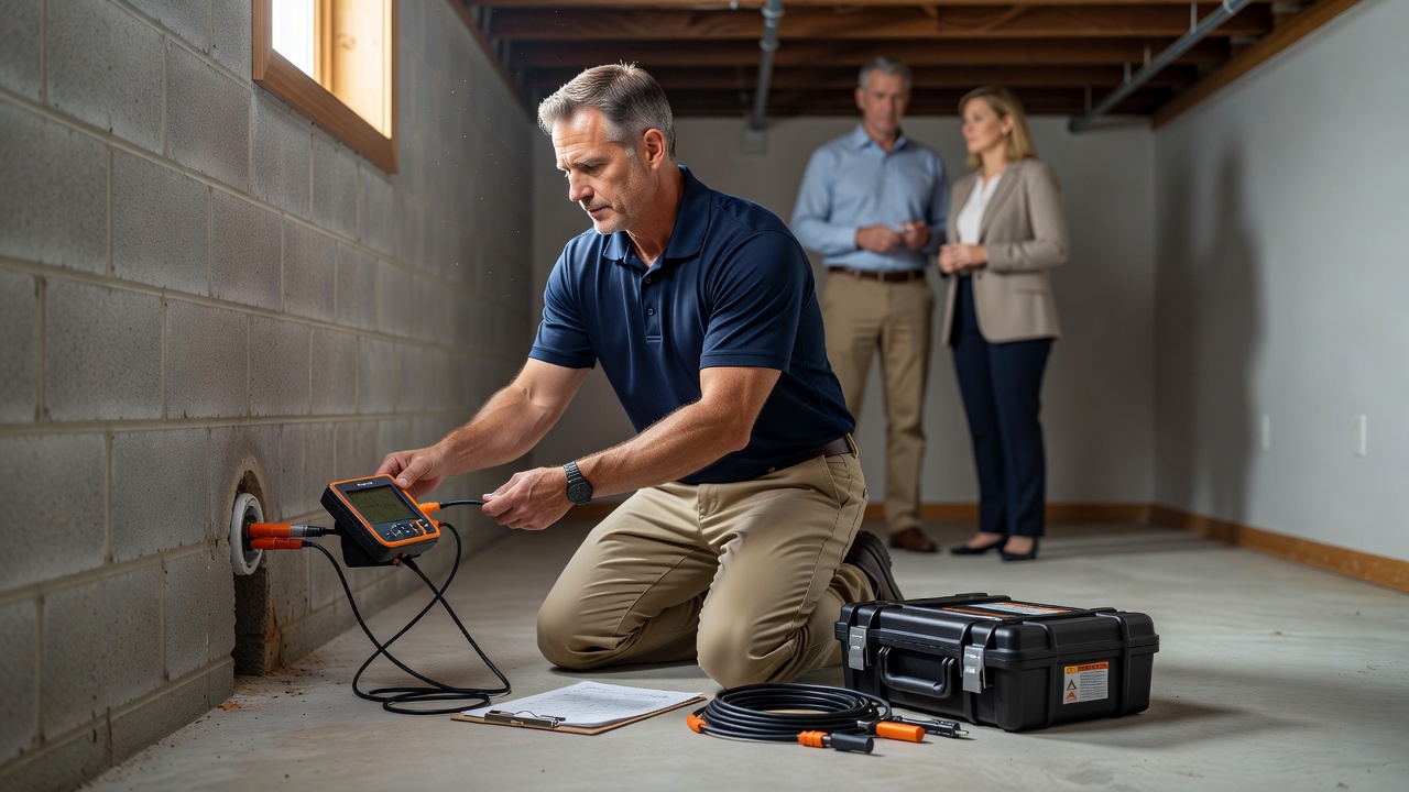 radon technician testing equipment Ohio home