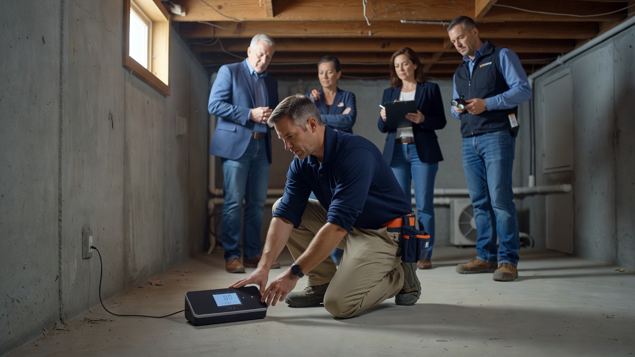 continuous radon monitor device residential basement