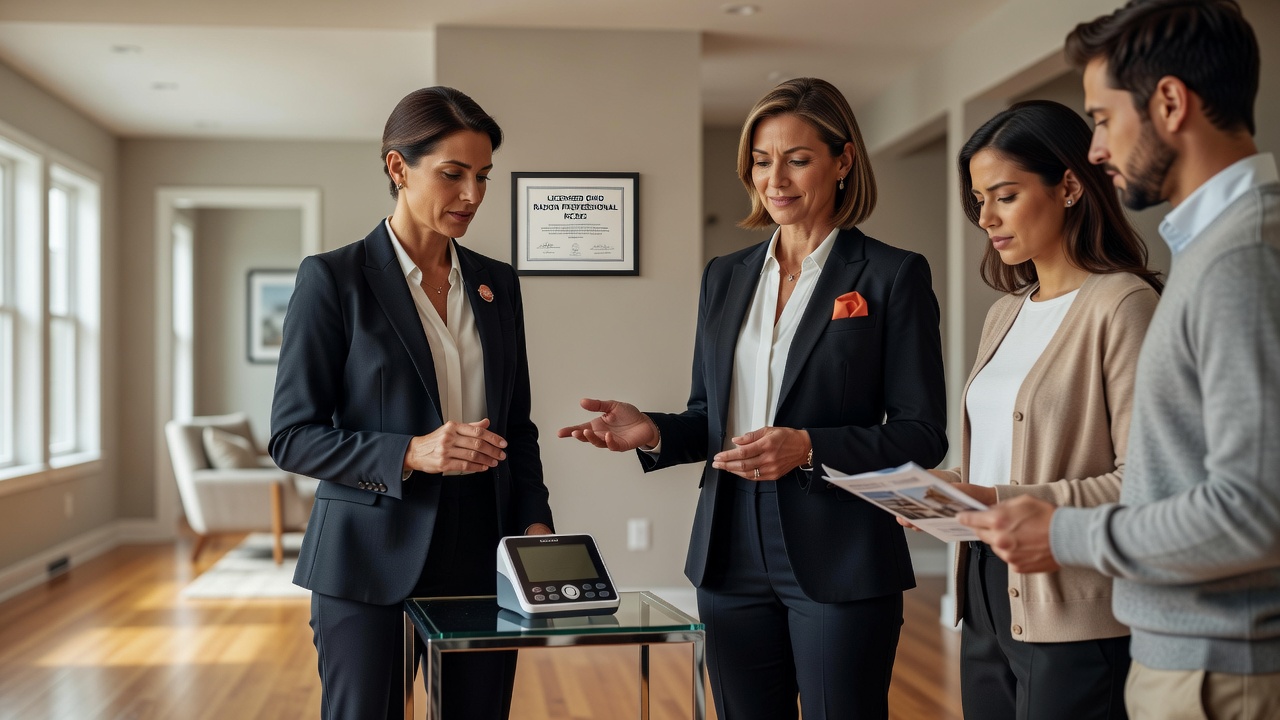 real estate agent showing home client
