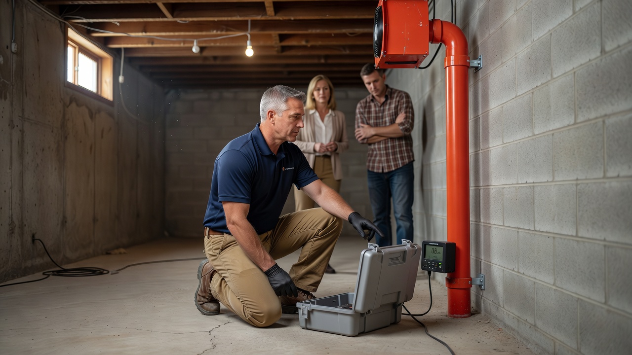 continuous radon monitor device basement test