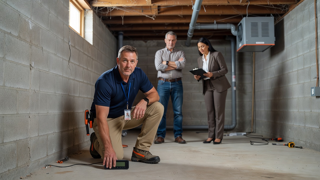 continuous radon monitor placed in residential basement