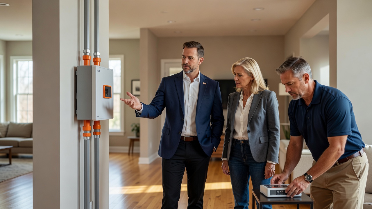 real estate agent showing home client