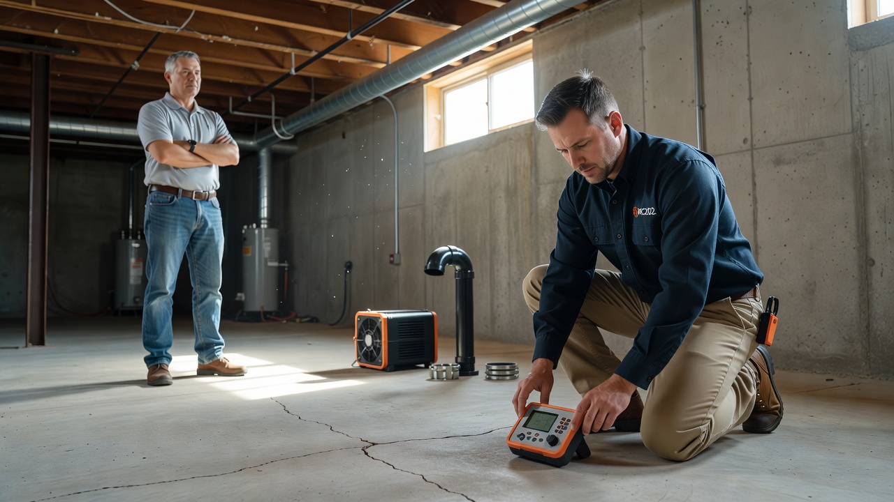 radon testing equipment commercial building basement