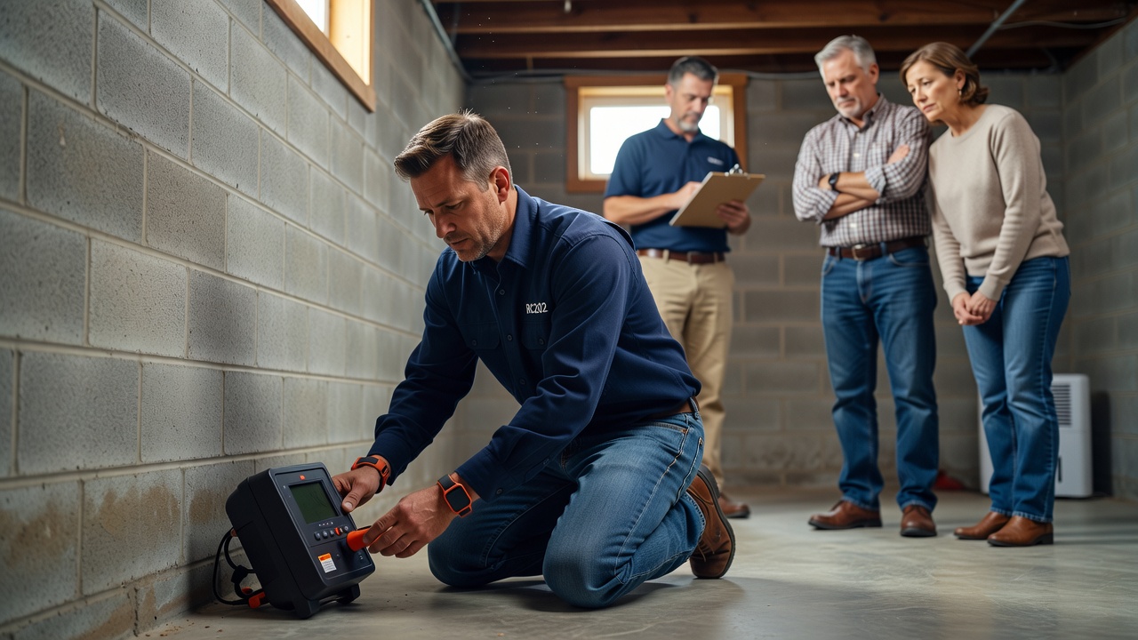 continuous radon monitor device measuring basement