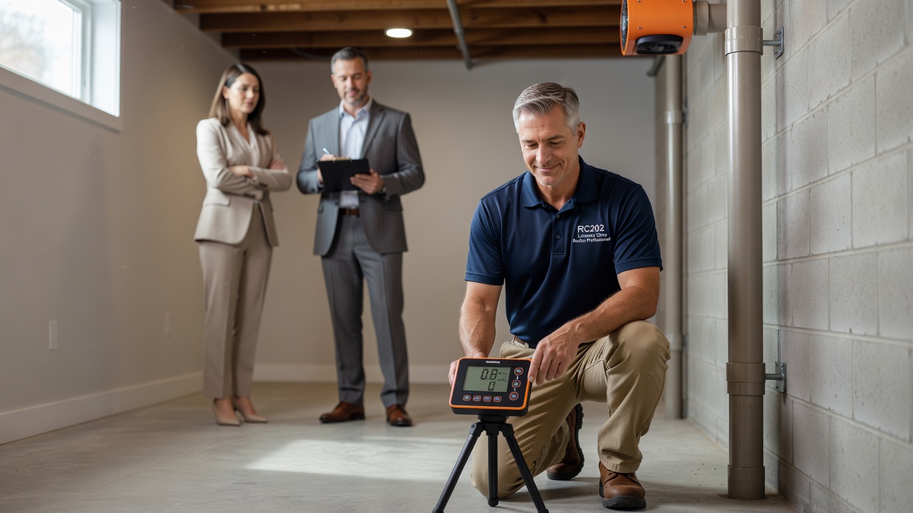 professional radon technician continuous monitor Ohio