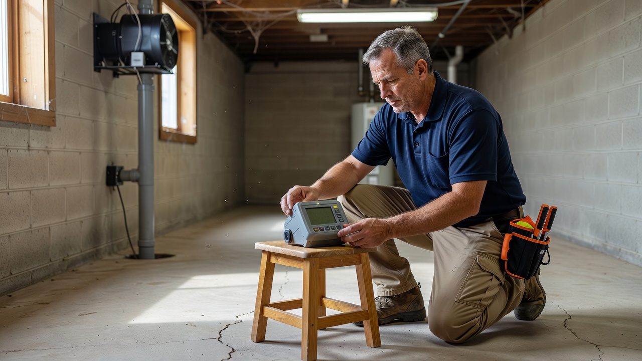 continuous radon monitor basement Ohio house