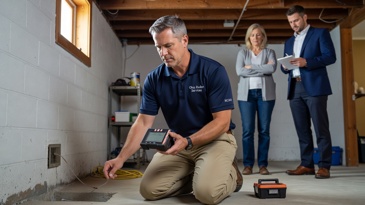 licensed radon professional inspecting Ohio home