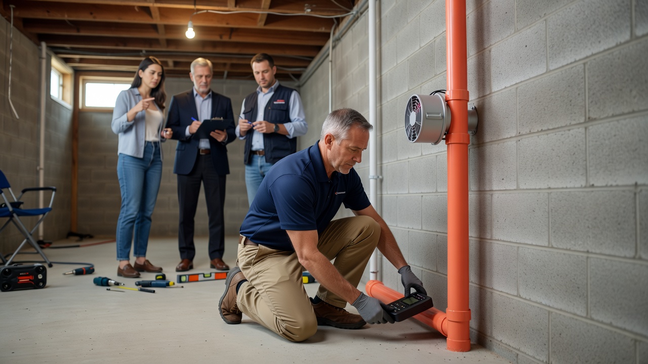 continuous radon monitor placement basement
