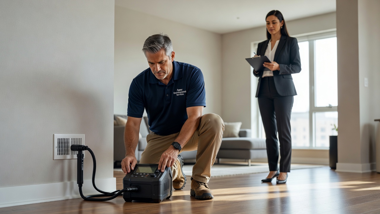 commercial radon testing devices apartment building inspection