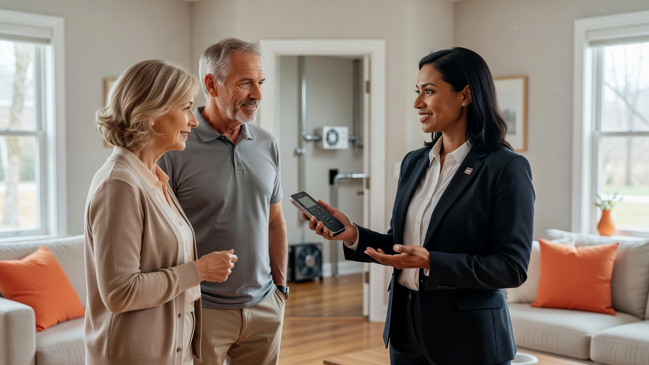 real estate agent showing home client