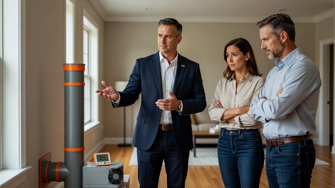real estate agent showing home client