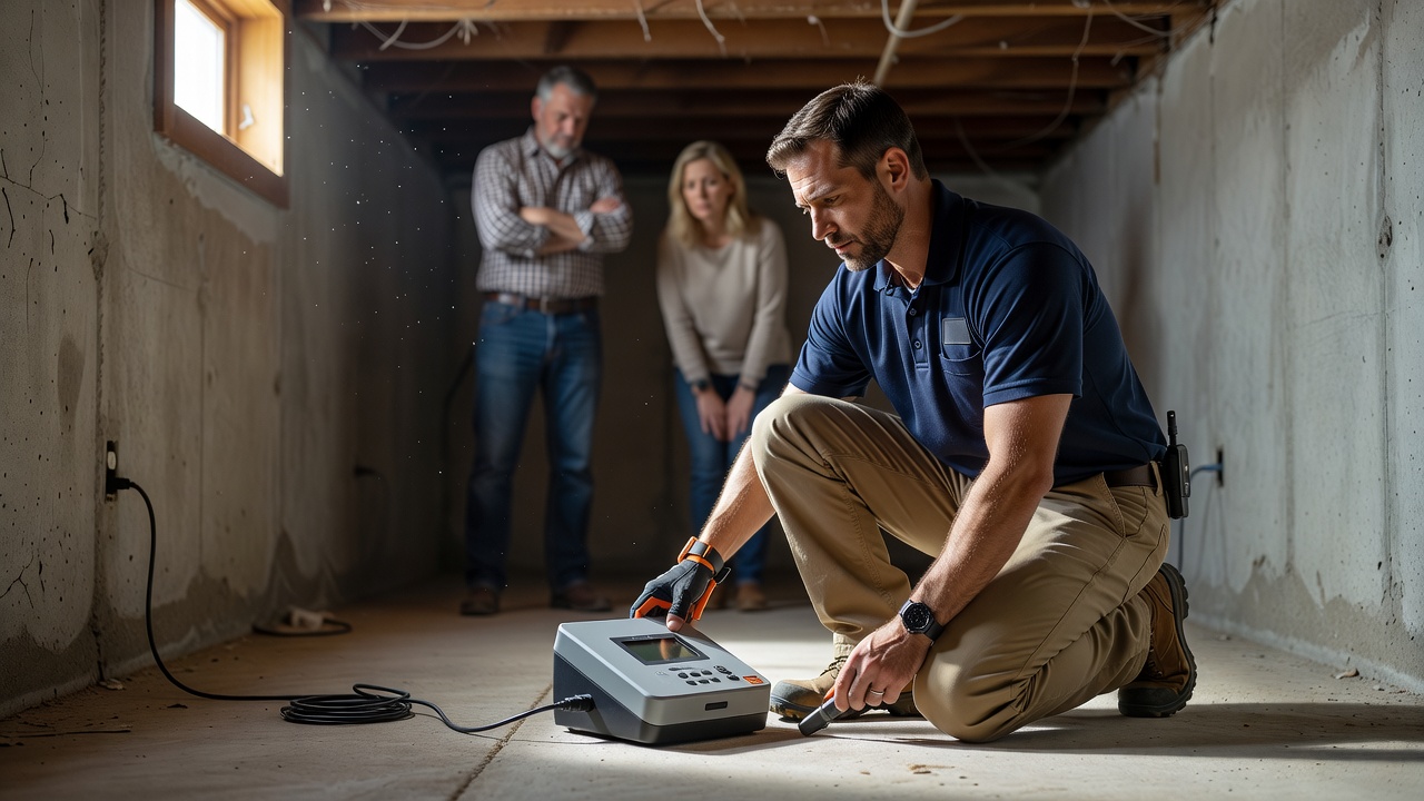 continuous radon monitor placement basement Ohio home