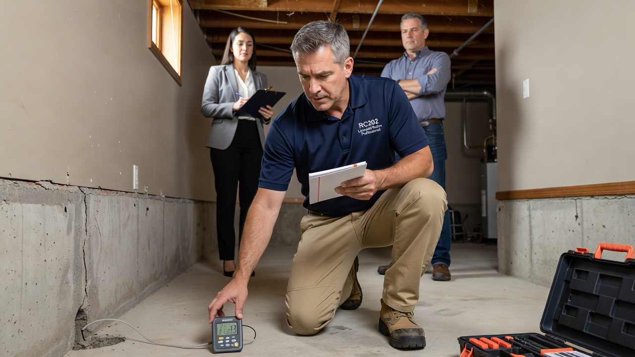 licensed radon professional inspecting Ohio home