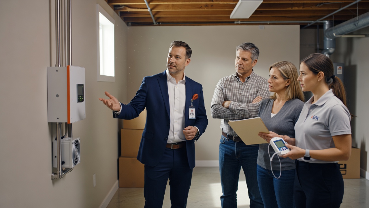 real estate agent showing home client
