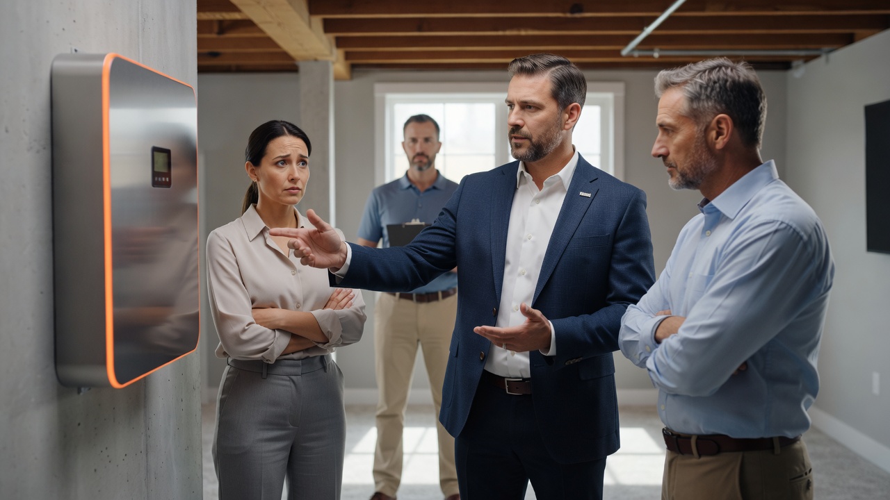 real estate agent showing home client